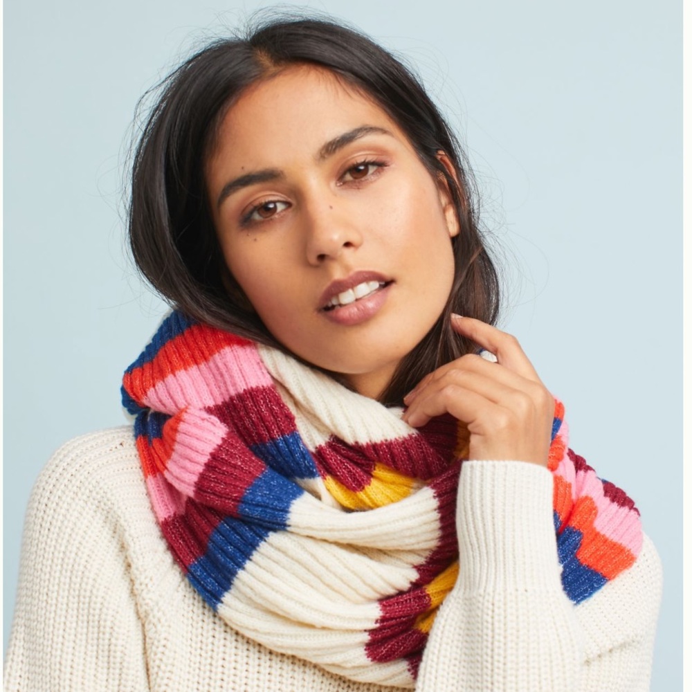 Anthropologie Cheery Stripped Infinity Scarf